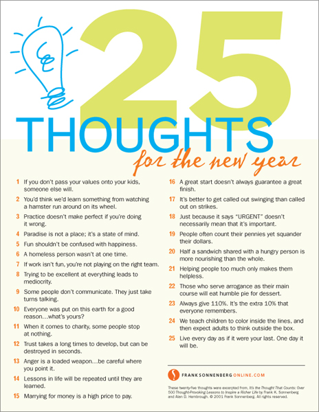 25 Thoughts for the New Year